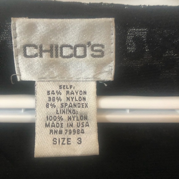 Chico’s Black long sleeve Lacey top Size 3 - Picture 3 of 4